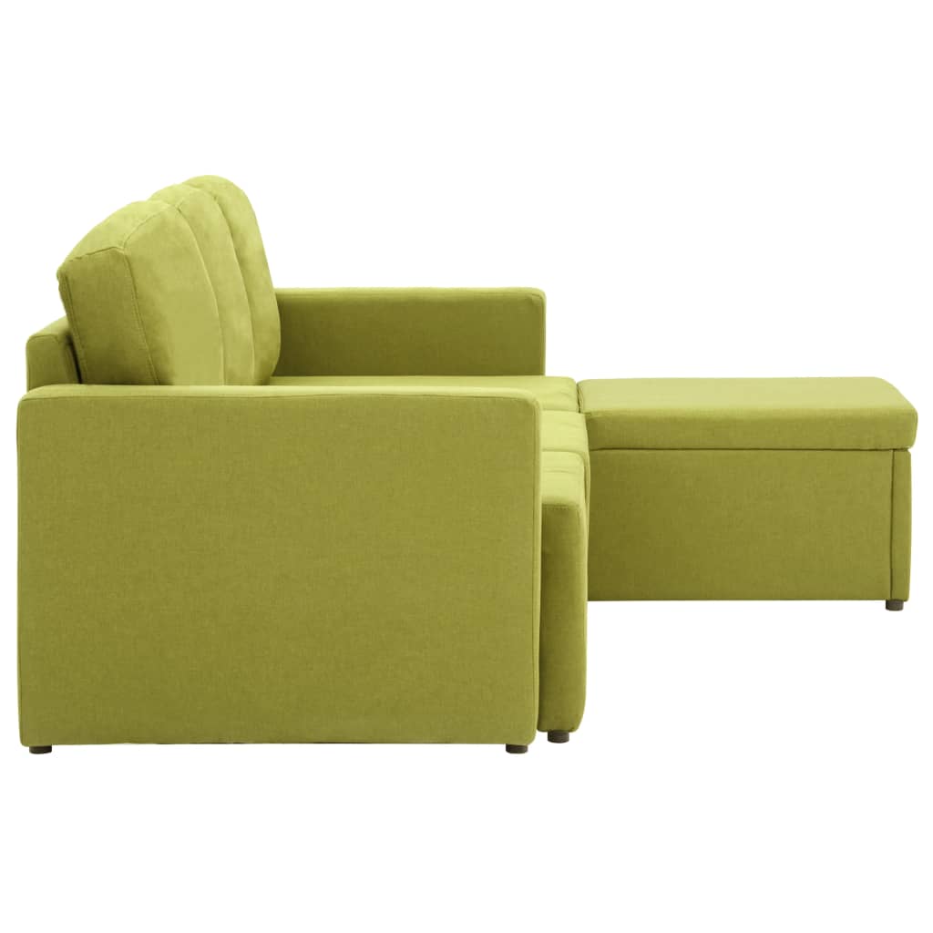 Modulares 3-Sitzer-Schlafsofa Grün Stoff