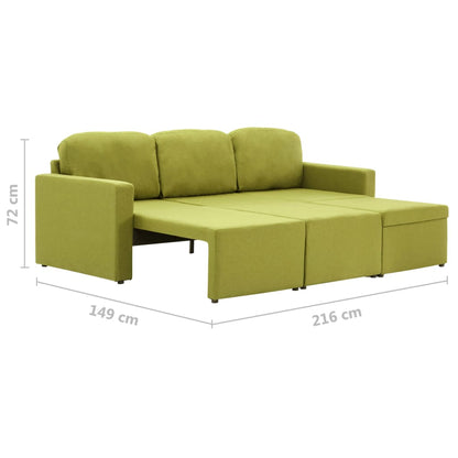 Modulares 3-Sitzer-Schlafsofa Grün Stoff