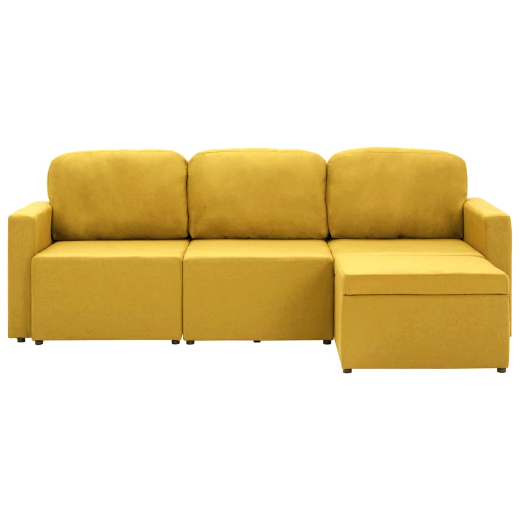 Modulares 3-Sitzer-Schlafsofa Gelb Stoff