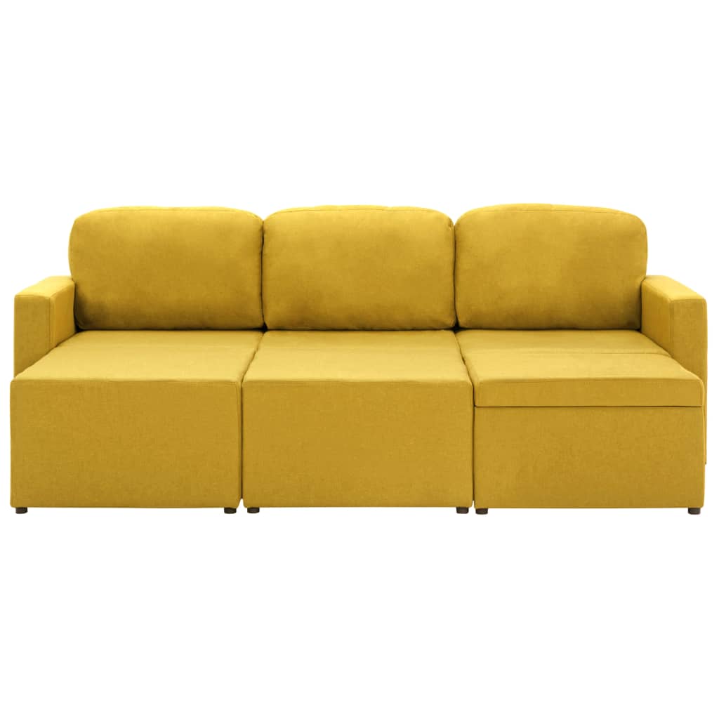 Modulares 3-Sitzer-Schlafsofa Gelb Stoff