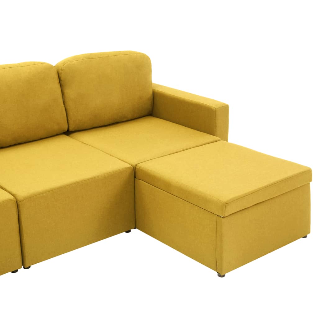Modulares 3-Sitzer-Schlafsofa Gelb Stoff