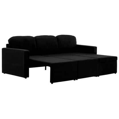 Modulares 3-Sitzer-Schlafsofa Schwarz Stoff