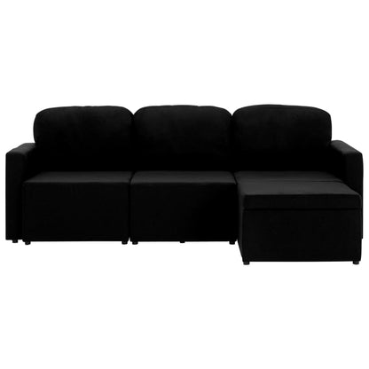 Modulares 3-Sitzer-Schlafsofa Schwarz Stoff