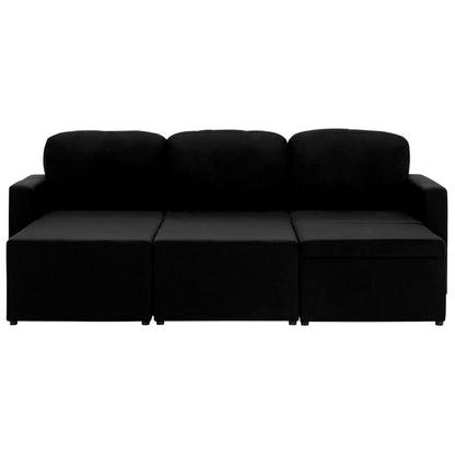 Modulares 3-Sitzer-Schlafsofa Schwarz Stoff