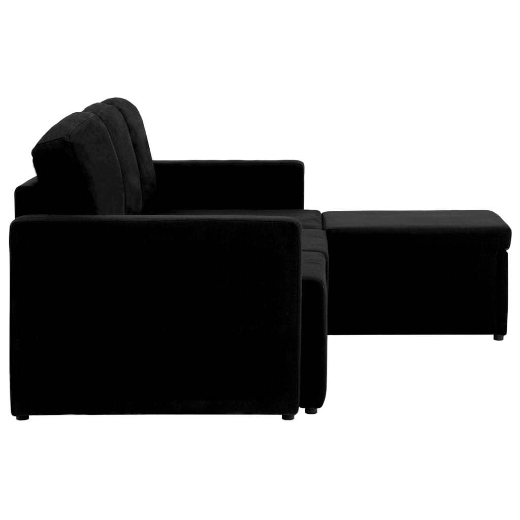 Modulares 3-Sitzer-Schlafsofa Schwarz Stoff