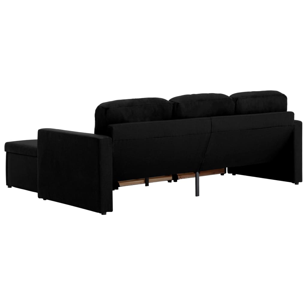 Modulares 3-Sitzer-Schlafsofa Schwarz Stoff
