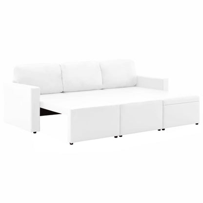 3-Sitzer Schlafsofa Modular Weiß Kunstleder