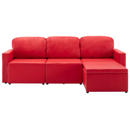 Modulares 3-Sitzer Schlafsofa Rot Kunstleder
