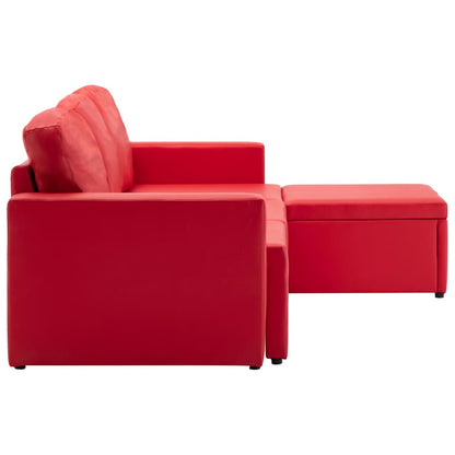 Modulares 3-Sitzer Schlafsofa Rot Kunstleder
