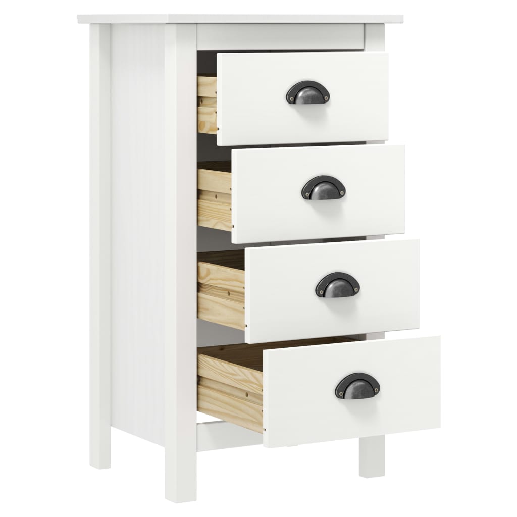 Sideboard Hill Weiß 46x35x80 cm Massivholz Kiefer