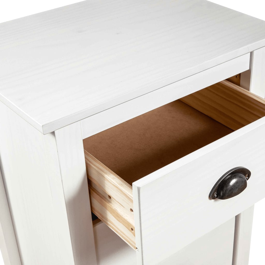 Sideboard Hill Weiß 46x35x80 cm Massivholz Kiefer