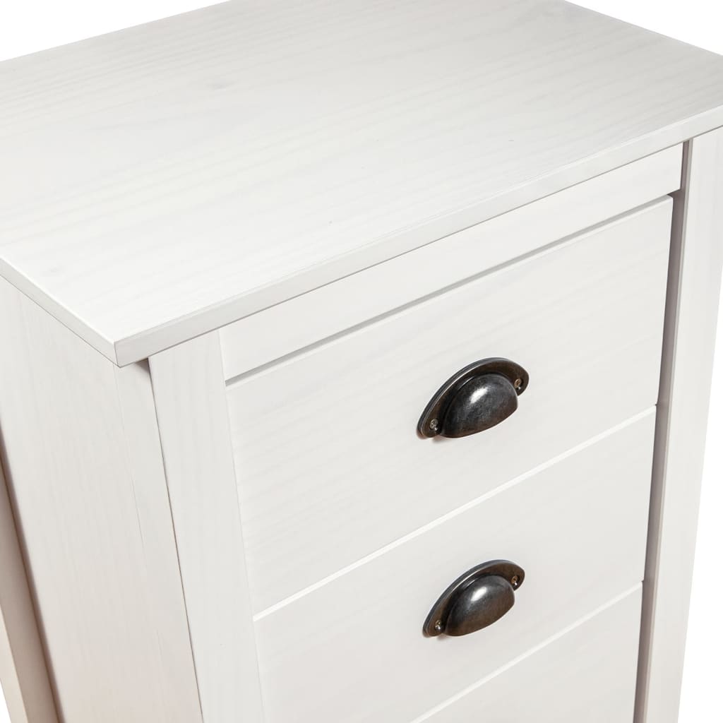 Sideboard Hill Weiß 46x35x80 cm Massivholz Kiefer