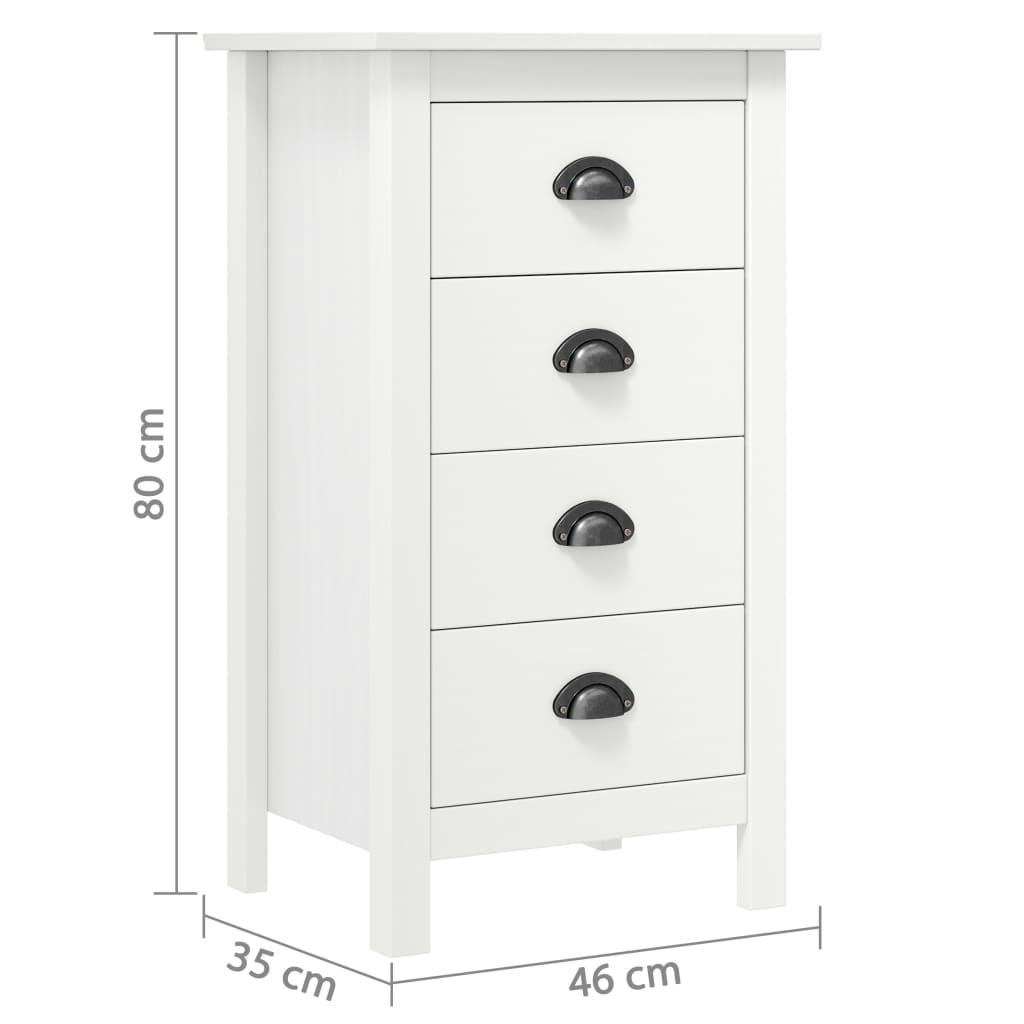 Sideboard Hill Weiß 46x35x80 cm Massivholz Kiefer