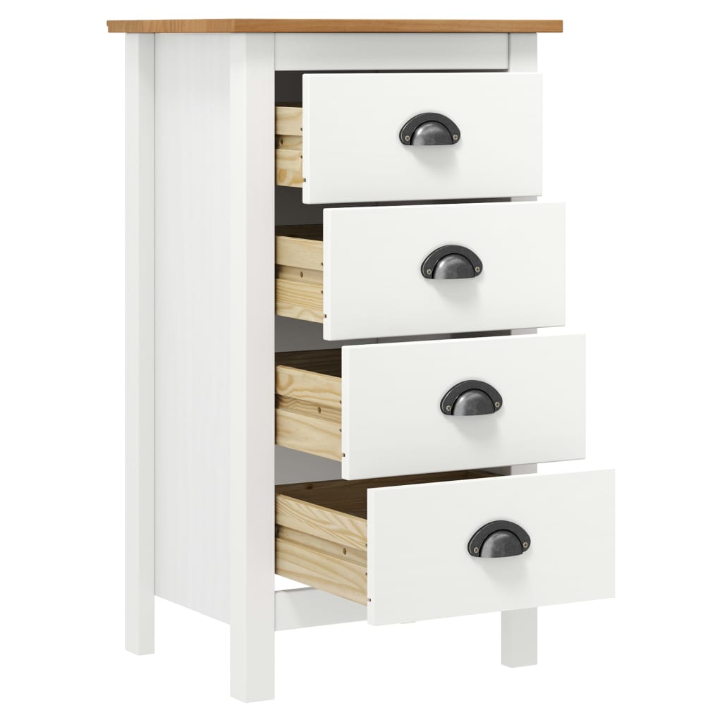 Sideboard Hill Weiß 46x35x80 cm Massivholz Kiefer
