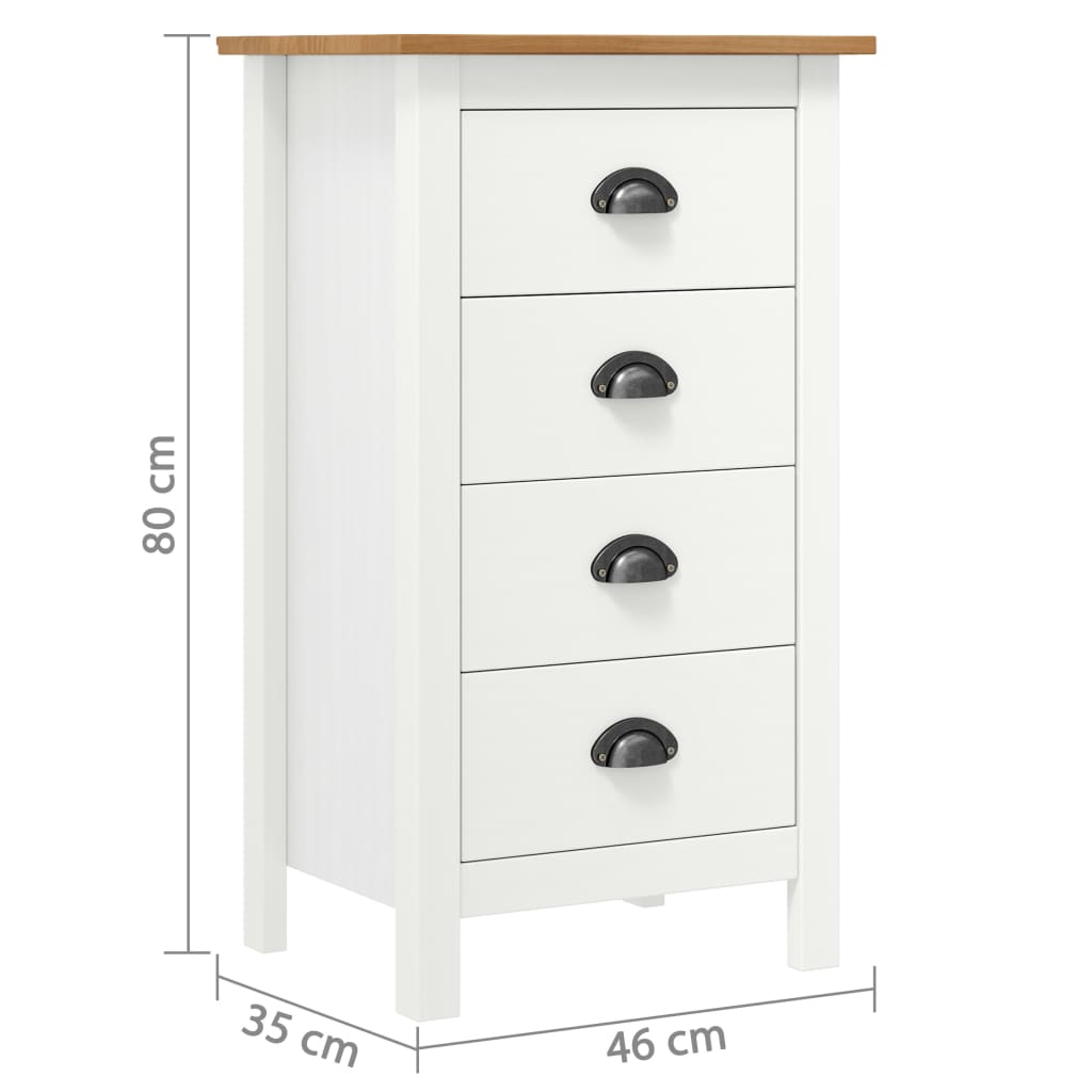 Sideboard Hill Weiß 46x35x80 cm Massivholz Kiefer