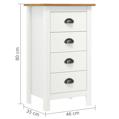 Sideboard Hill Weiß 46x35x80 cm Massivholz Kiefer
