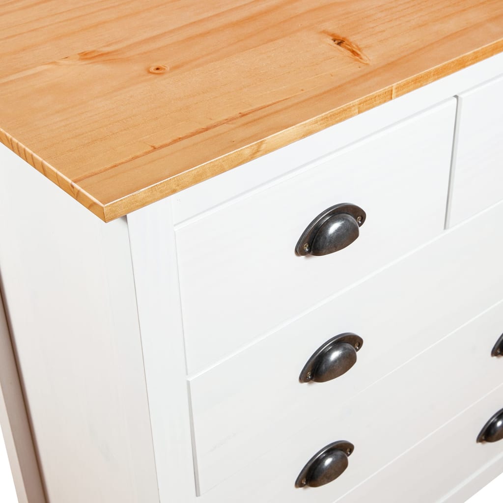Sideboard Hill Weiß 79x40x80 cm Massivholz Kiefer