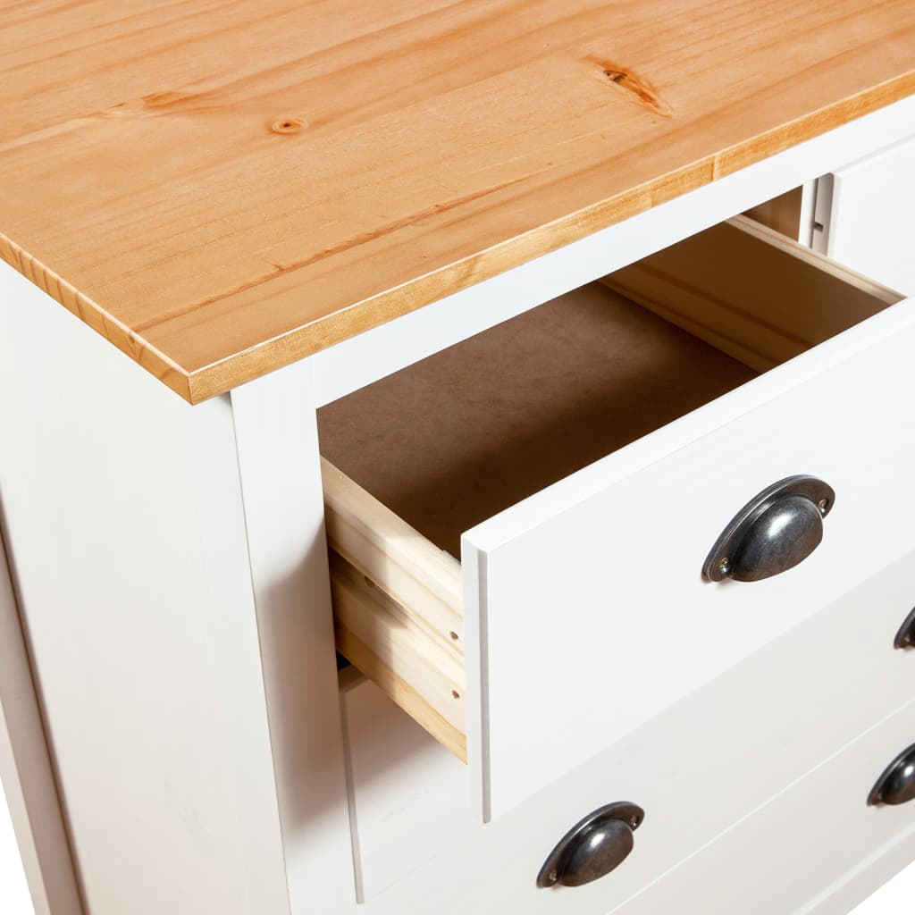 Sideboard Hill Weiß 79x40x80 cm Massivholz Kiefer