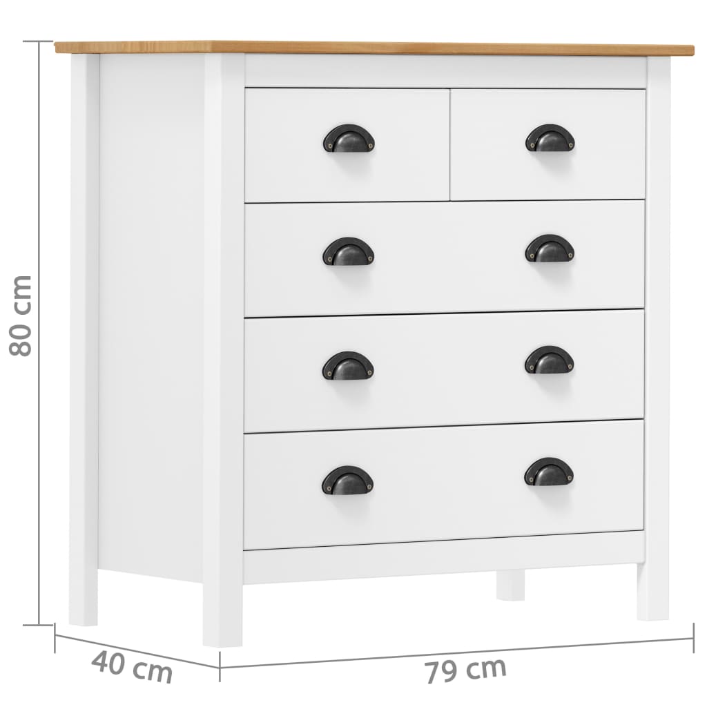 Sideboard Hill Weiß 79x40x80 cm Massivholz Kiefer