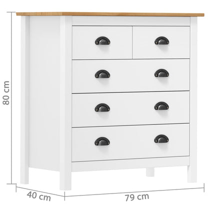Sideboard Hill Weiß 79x40x80 cm Massivholz Kiefer