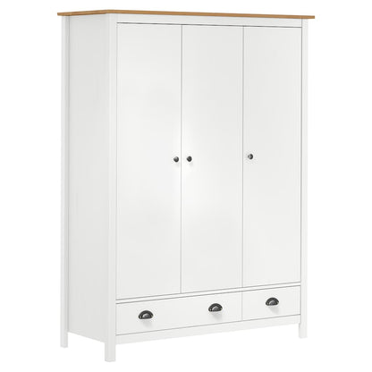 Kleiderschrank mit 3 Türen Hill Weiß 127x50x170 cm Kiefernholz