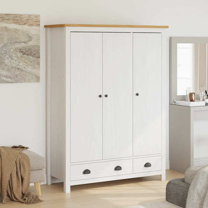 Kleiderschrank mit 3 Türen Hill Weiß 127x50x170 cm Kiefernholz