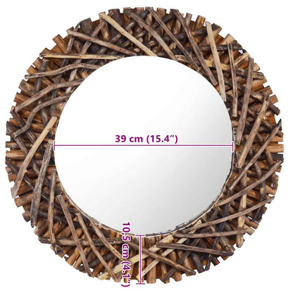 Wandspiegel 60 cm Teak Rund
