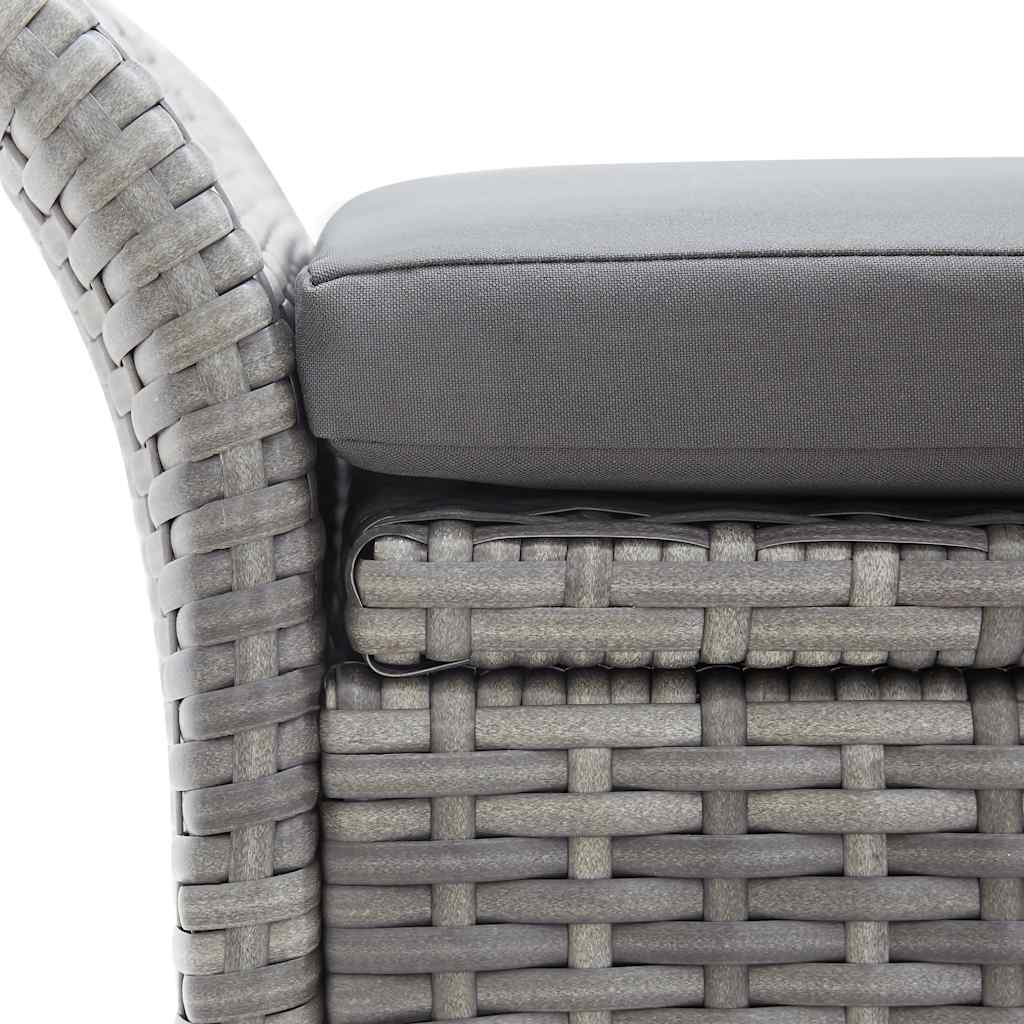Sitzbank mit Stauraum und Kissen Grau 138 cm Poly Rattan