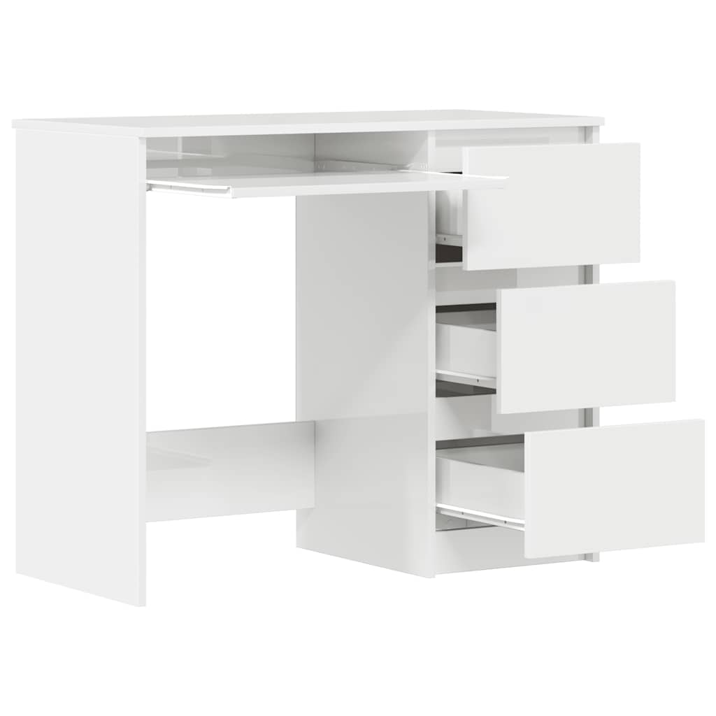 Schreibtisch Hochglanz-Weiß 90x45x76 cm Holzwerkstoff