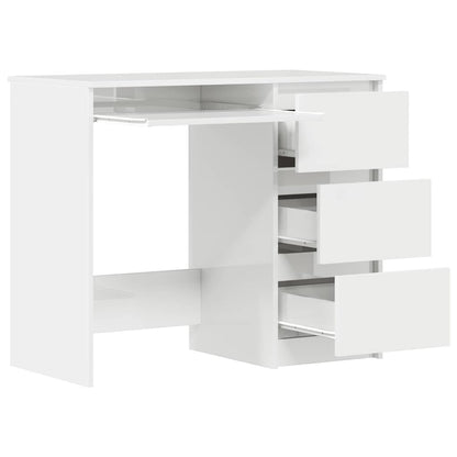 Schreibtisch Hochglanz-Weiß 90x45x76 cm Holzwerkstoff