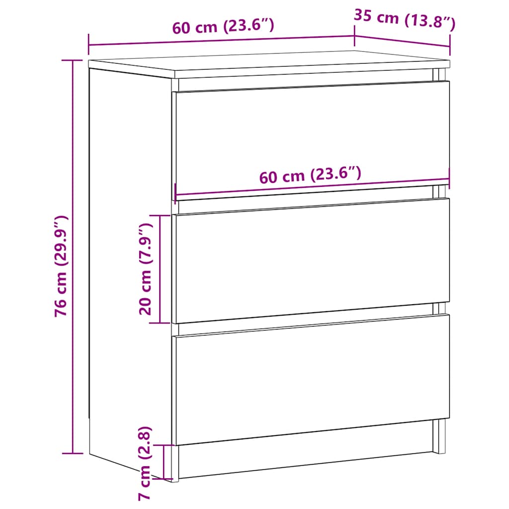 Sideboard Schwarz 60x35x76 cm Holzwerkstoff