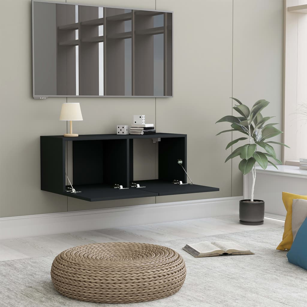 TV-skab Sort 80x30x30 cm Træ Materiale