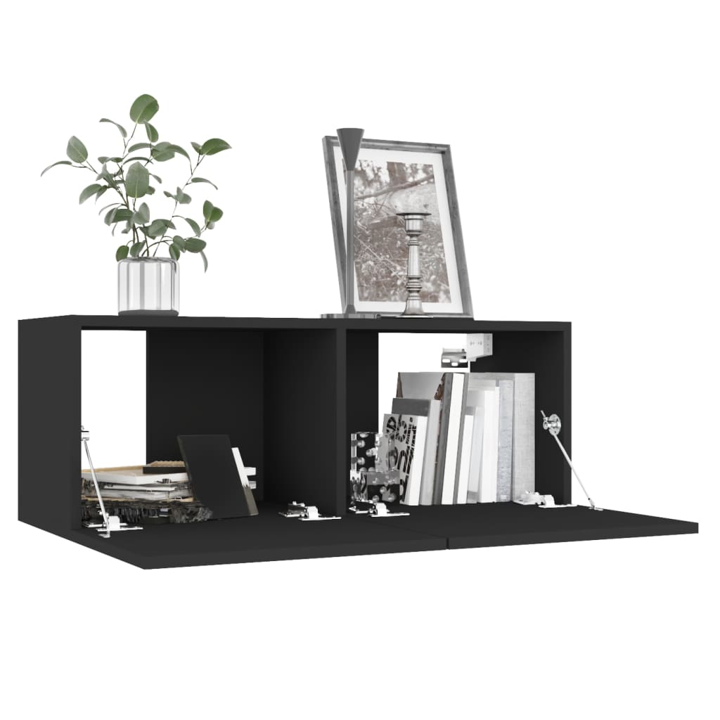 TV-skab Sort 80x30x30 cm Træ Materiale