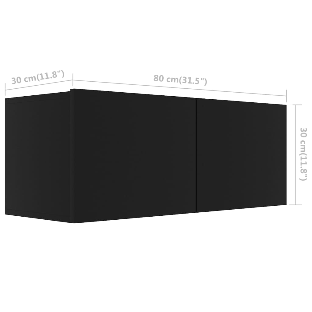TV-skab Sort 80x30x30 cm Træ Materiale