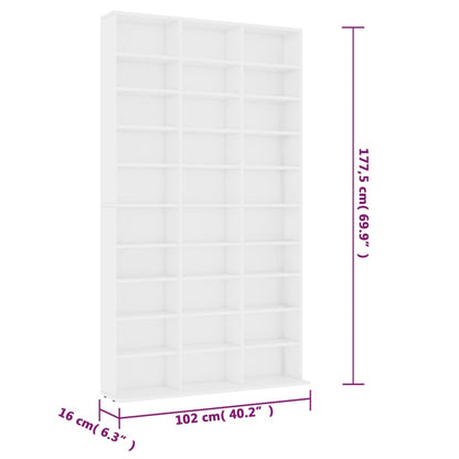 CD-Schrank Weiß 102x16x177,5 cm Holzwerkstoff