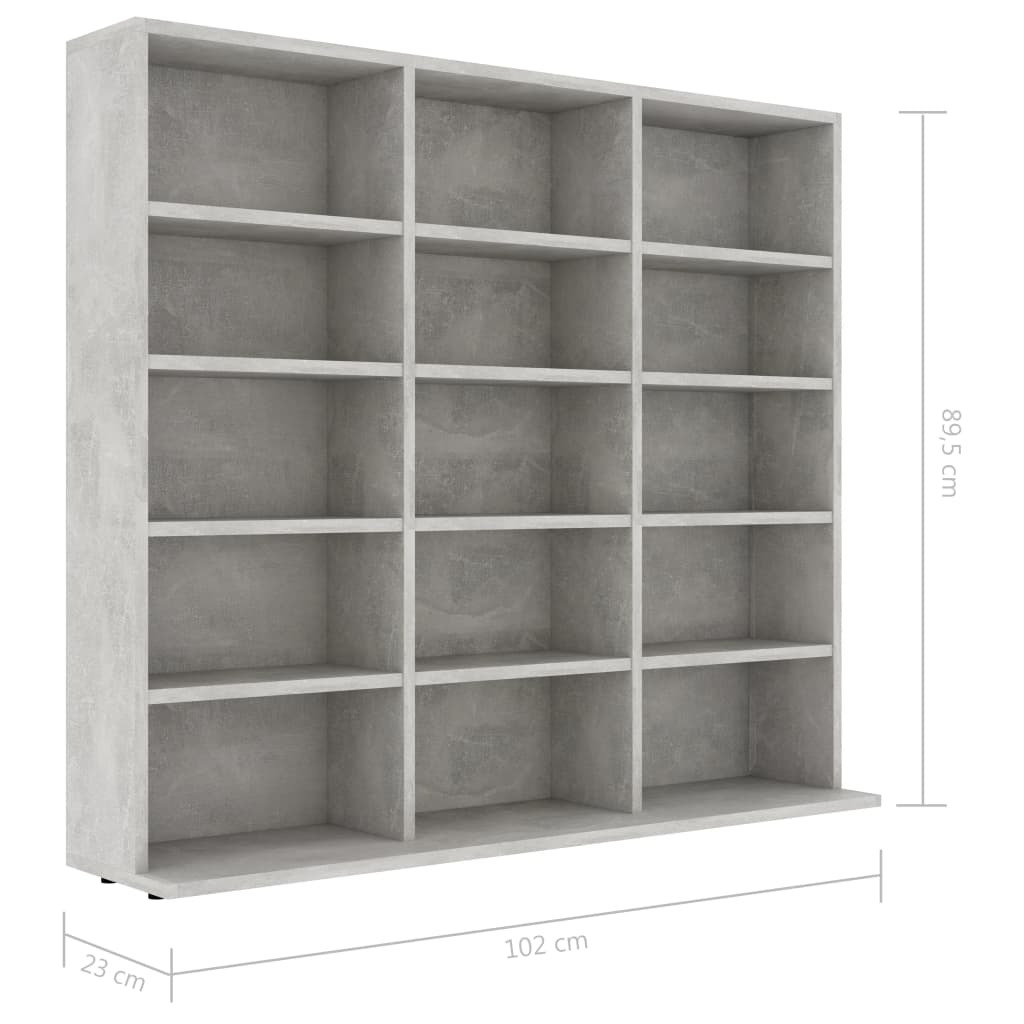 CD-Regal Betongrau 100x23x89,5 cm Holzwerkstoff