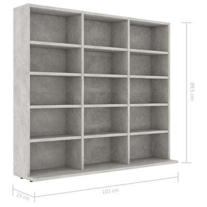 CD-Regal Betongrau 100x23x89,5 cm Holzwerkstoff