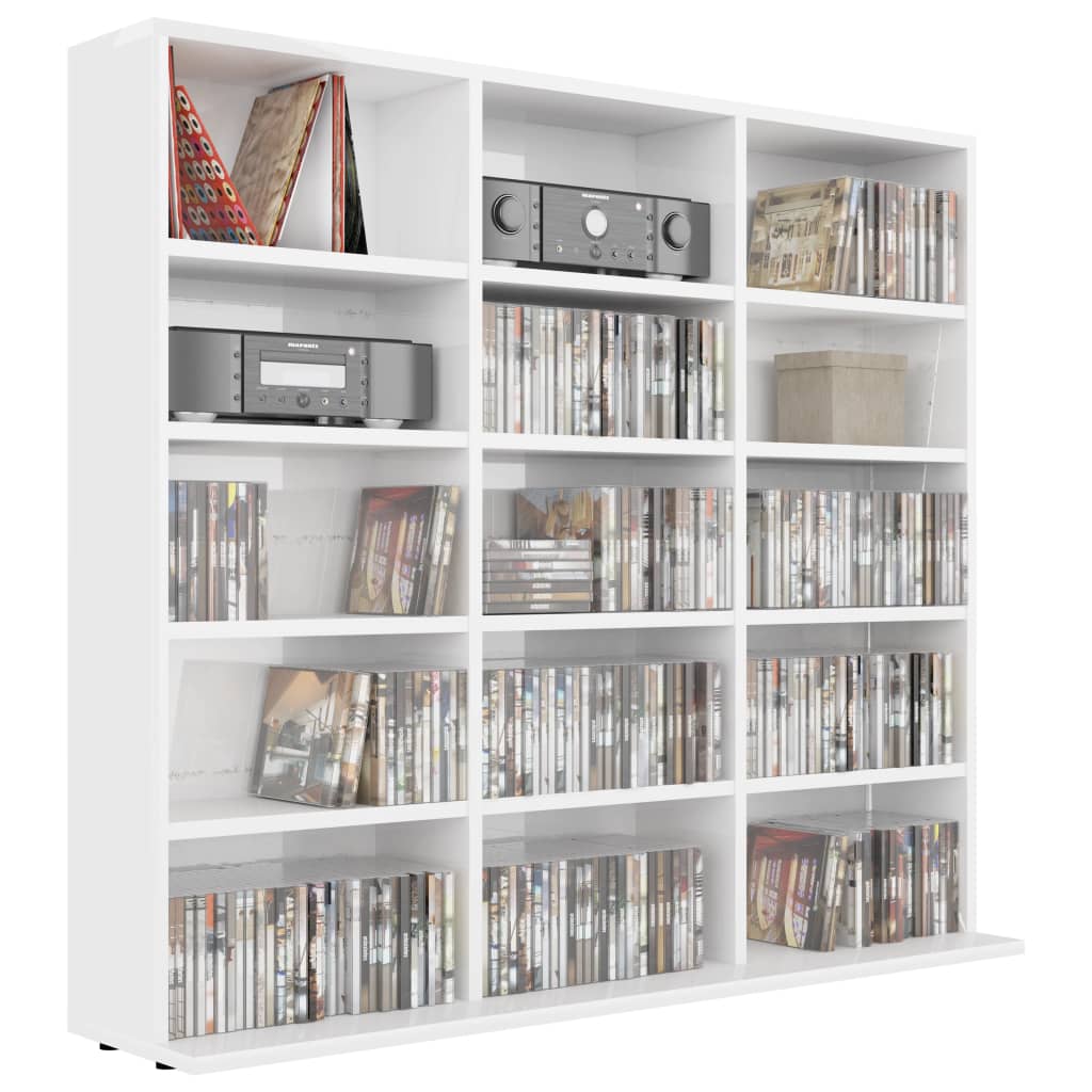 CD-Regal Hochglanz-Weiß 100x23x89,5 cm Holzwerkstoff