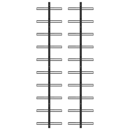 Wand-Weinregale für 20 Flaschen 2 Stk. Schwarz Metall
