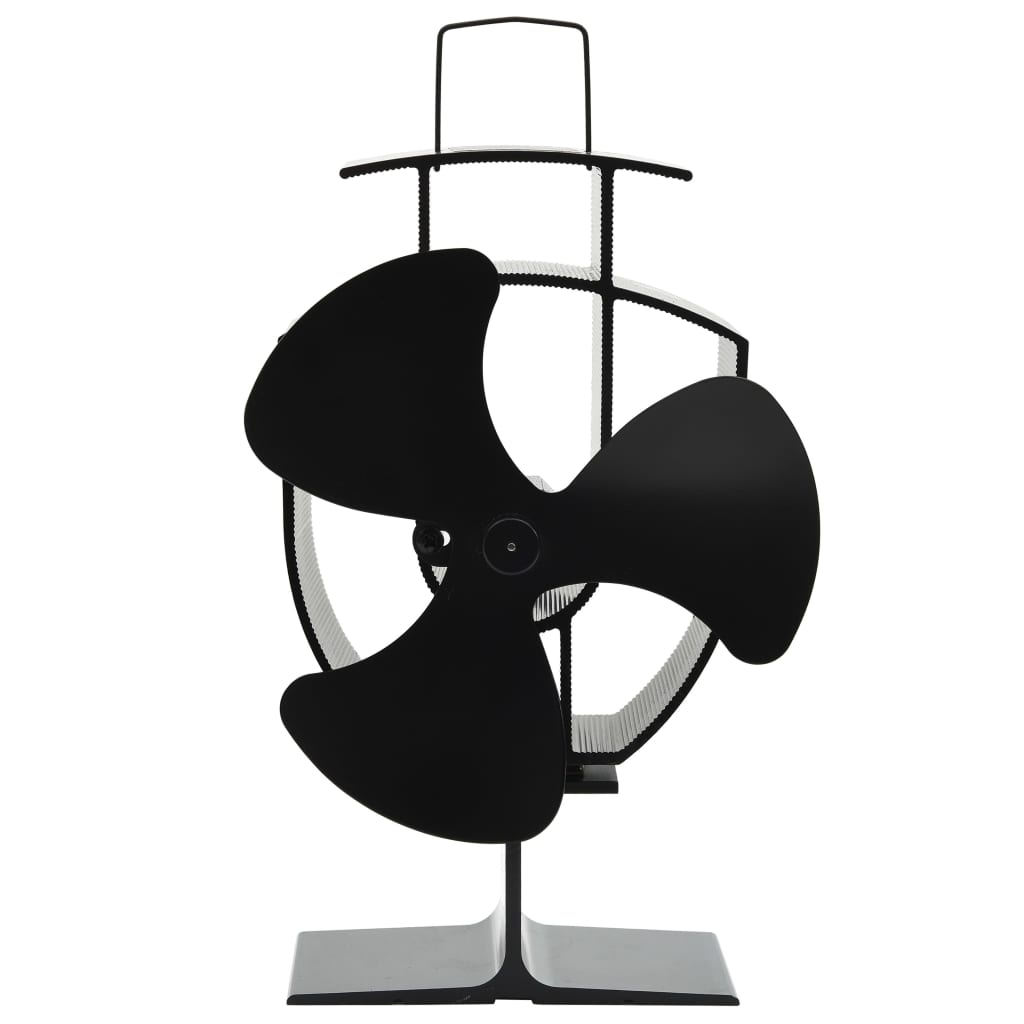 Ofenventilator Wärmebetrieben 3 Blätter Schwarz