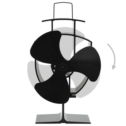 Ofenventilator Wärmebetrieben 3 Blätter Schwarz