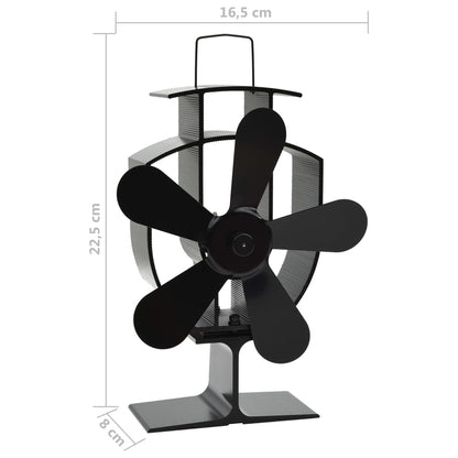 Ofenventilator Wärmebetrieben 5 Blätter Schwarz