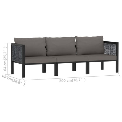 3-personers sofa med hynde antracit polyrattan