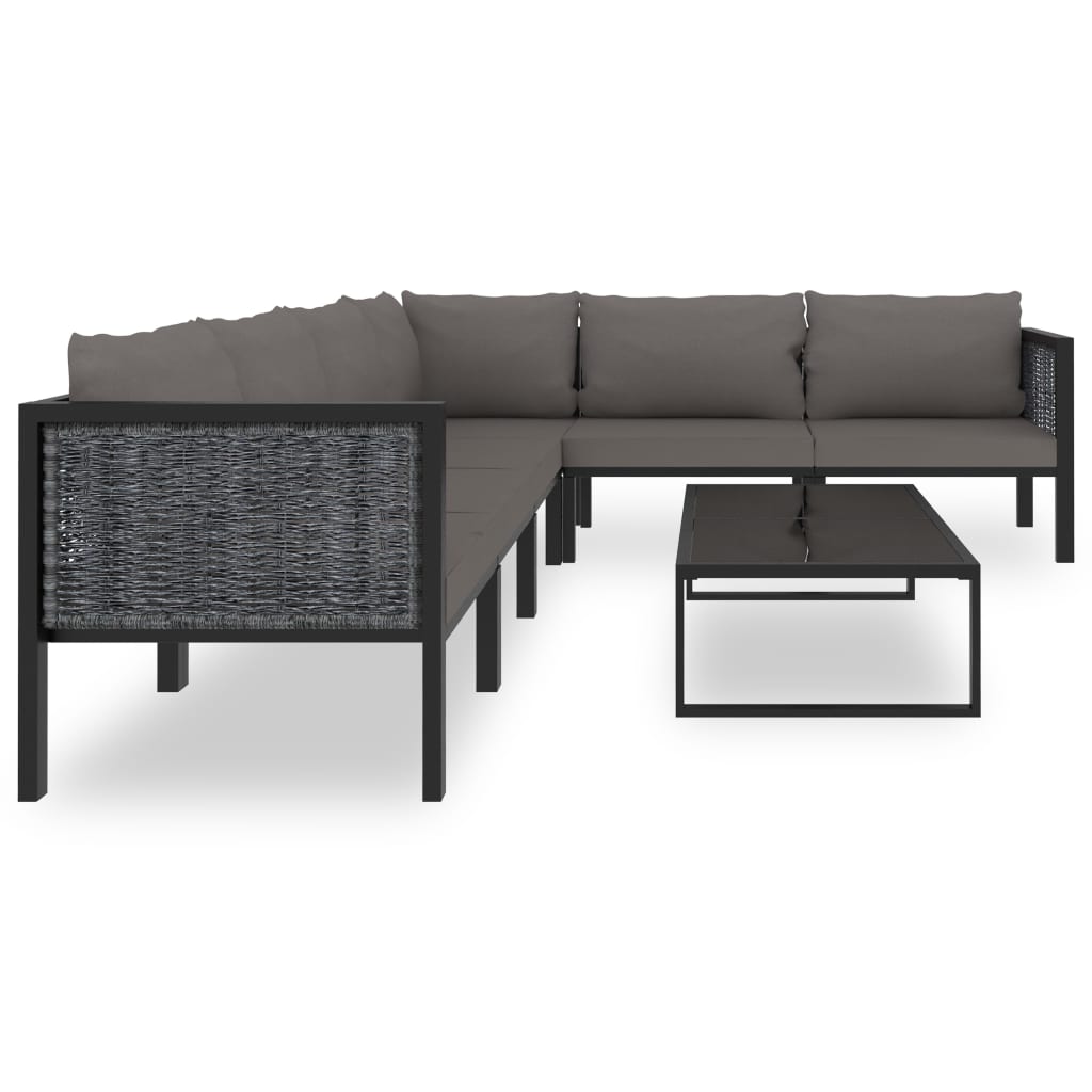 7-tlg. Garten-Lounge-Set mit Auflagen Poly Rattan Anthrazit