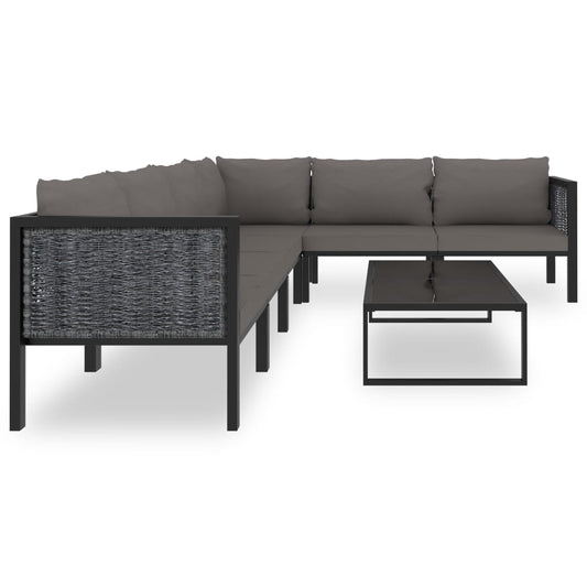 7-tlg. Garten-Lounge-Set mit Auflagen Poly Rattan Anthrazit