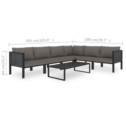 7-tlg. Garten-Lounge-Set mit Auflagen Poly Rattan Anthrazit