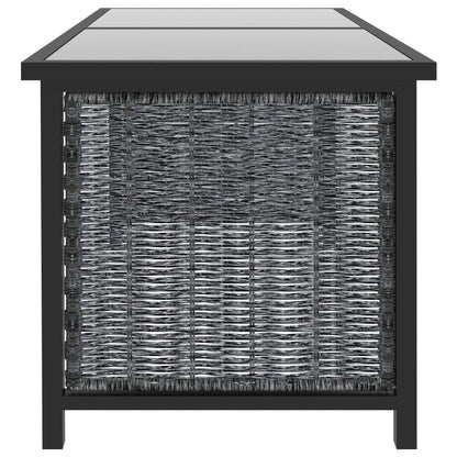 9-tlg. Garten-Lounge-Set mit Auflagen Poly Rattan Anthrazit
