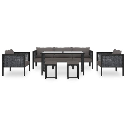 8-tlg. Garten-Lounge-Set mit Auflagen Poly Rattan Anthrazit