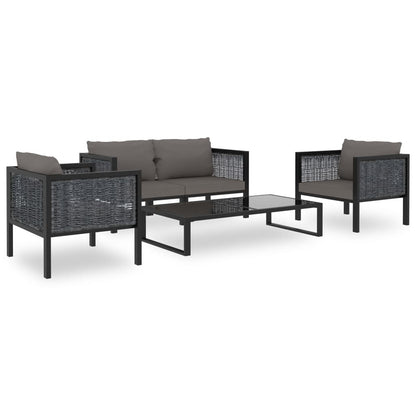 5-tlg. Garten-Lounge-Set mit Auflagen Poly Rattan Anthrazit