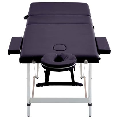 Massageliege Klappbar 3-Zonen mit Aluminiumgestell Lila